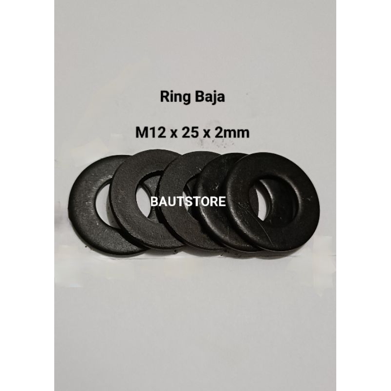 Jual Ring Plat Baja / Plate Washer Hitam M12 x 25 x 2mm (Paket 5pcs ...