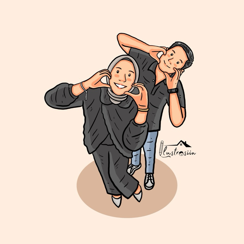 Jasa Ilustrasi Digital ( Model Keluarga ) Free Tulisan
