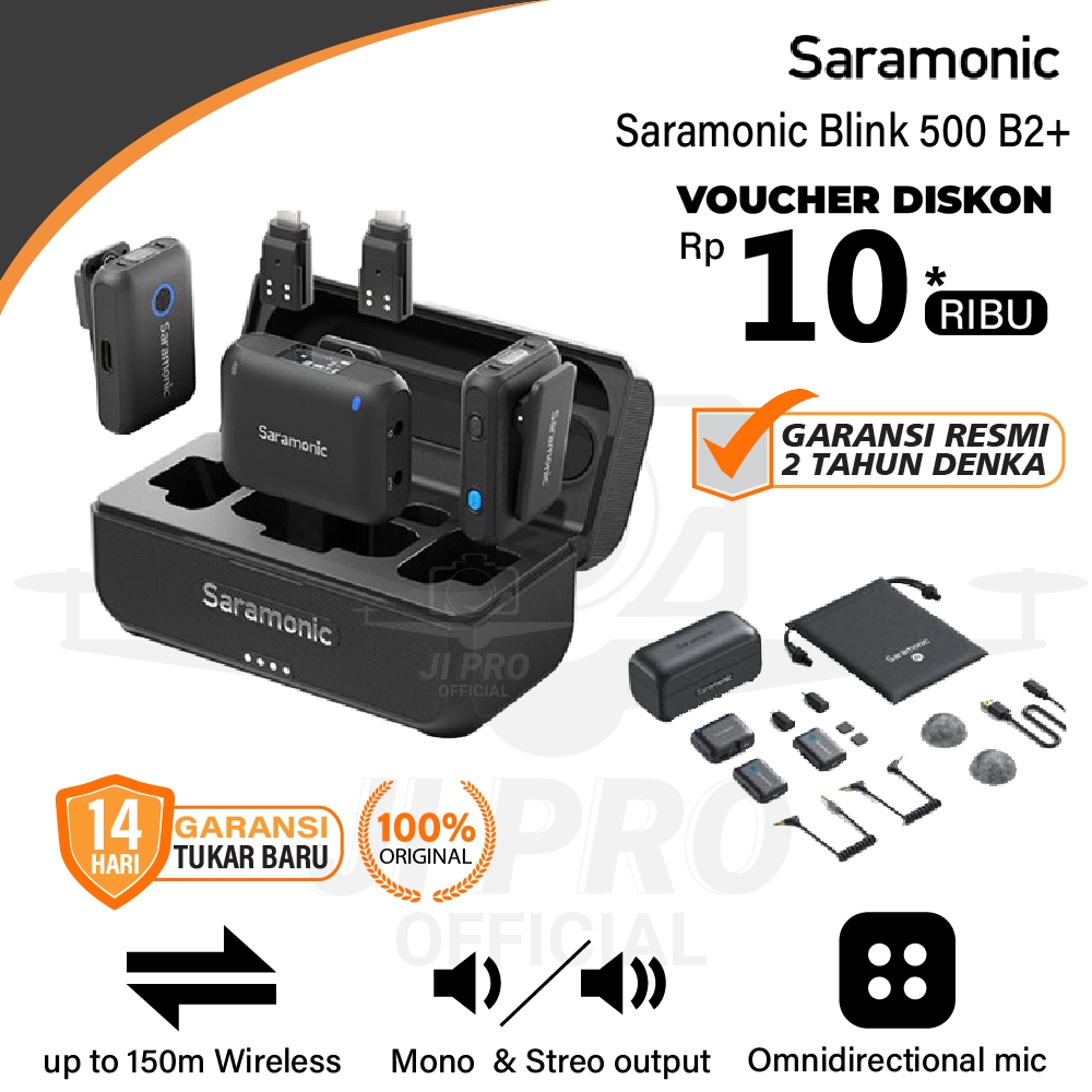 Saramonic Blink 500 B2 - Sistema De Micrófono Inalámbrico Con 2 Emisores Y 1 Receptor, Para Cámaras Y Móviles