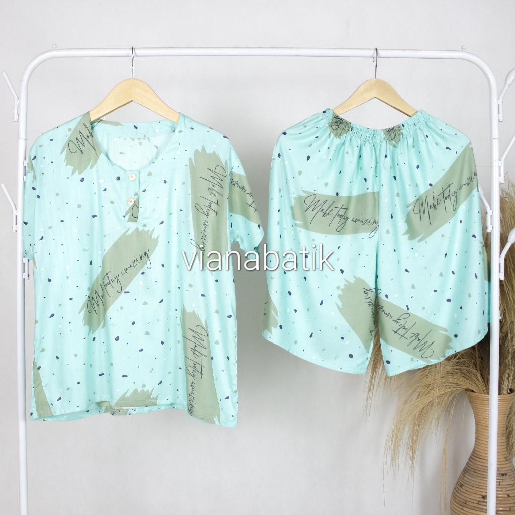 Jual Setelan Baju Tidur Lengan Pendek Dewasa Piyama Celana Pendek Rayon
