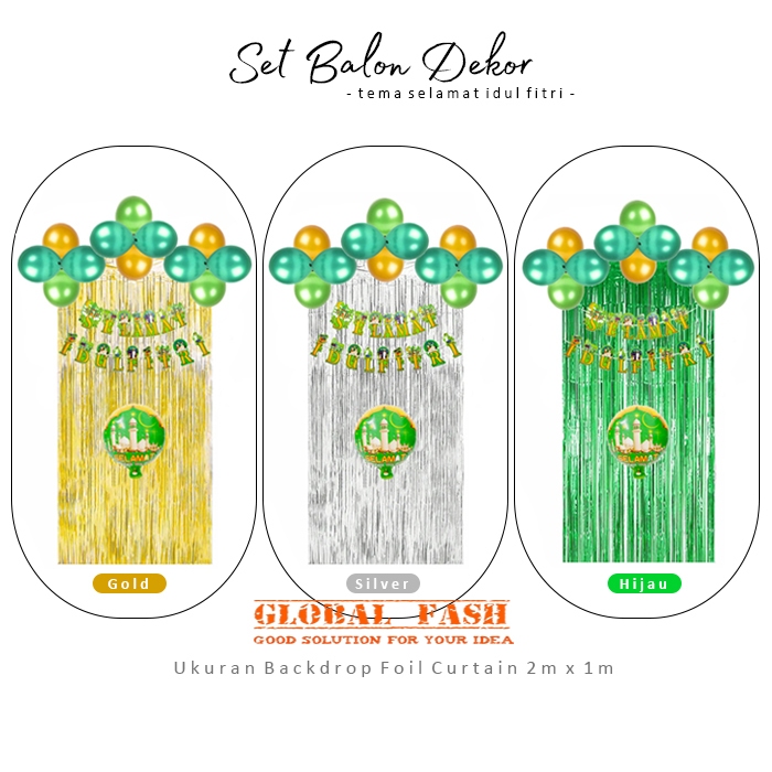 Jual paket dekorasi lebaran banner shape / paket balon dekorasi idul