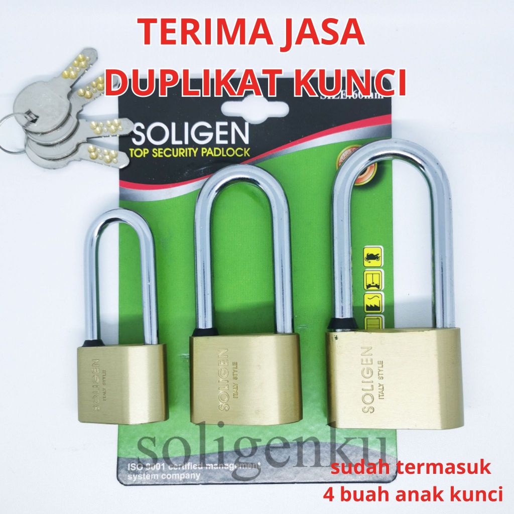 Jual Gembok Soligen Per Panjang Kuningan Computer Key 40 50 60 Mm