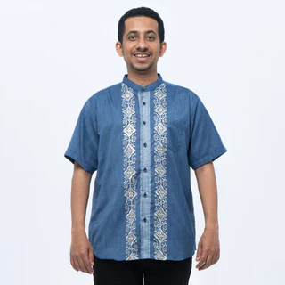 M231 Kemeja Pria Koko Habib Jafar Couple Pendek Navy 0356