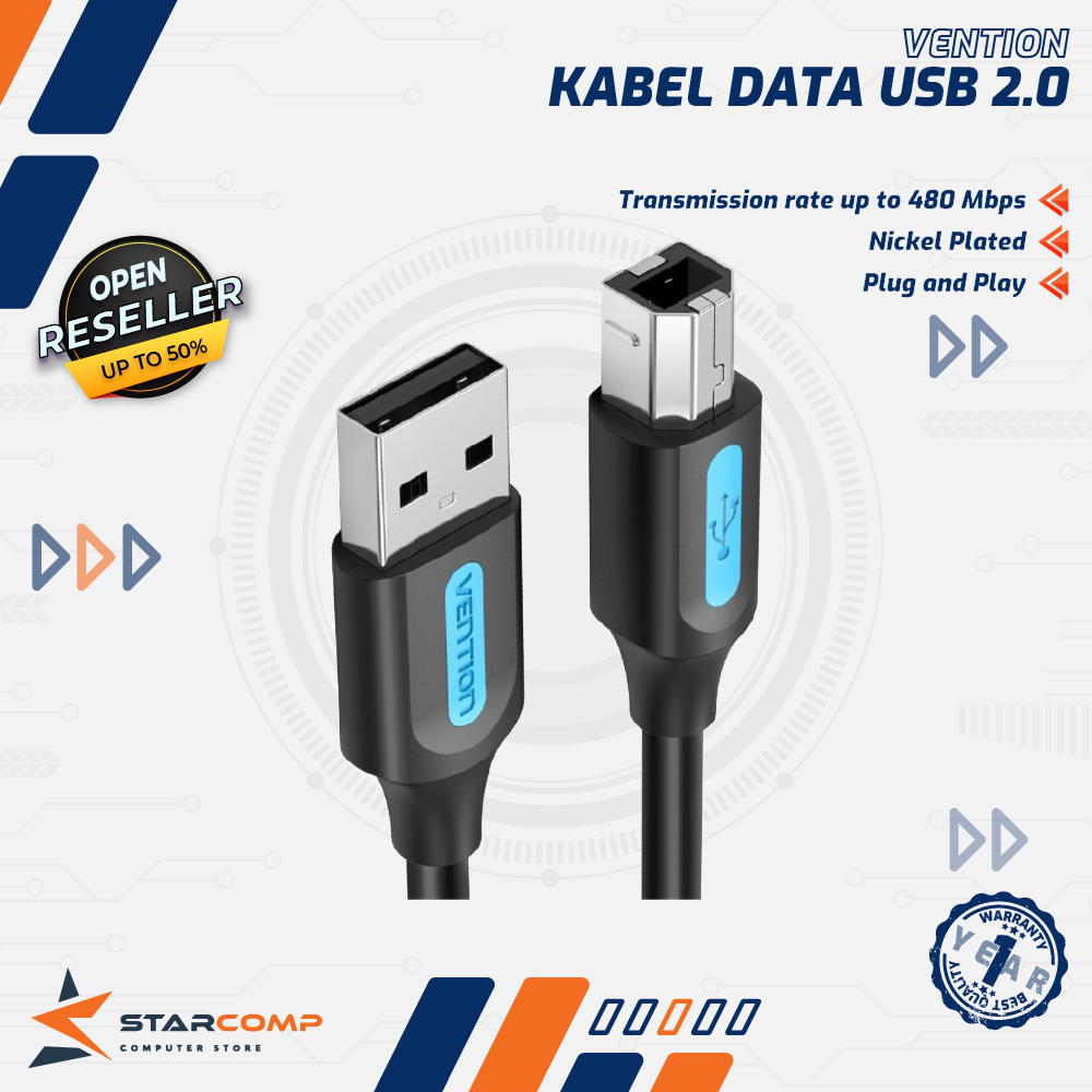 Jual Vention Kabel Data USB 2.0 Type A Male To B Male Scanner Printer ...