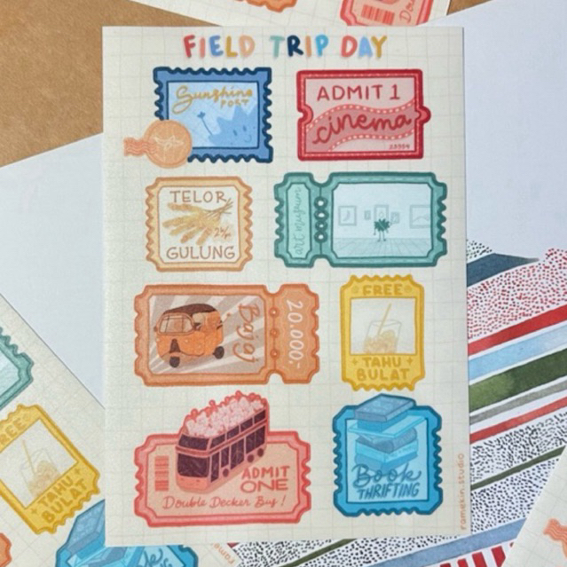 Jual Field Trip Day Sticker Sheet A6 | Stiker Journal | Ramekin Studio ...