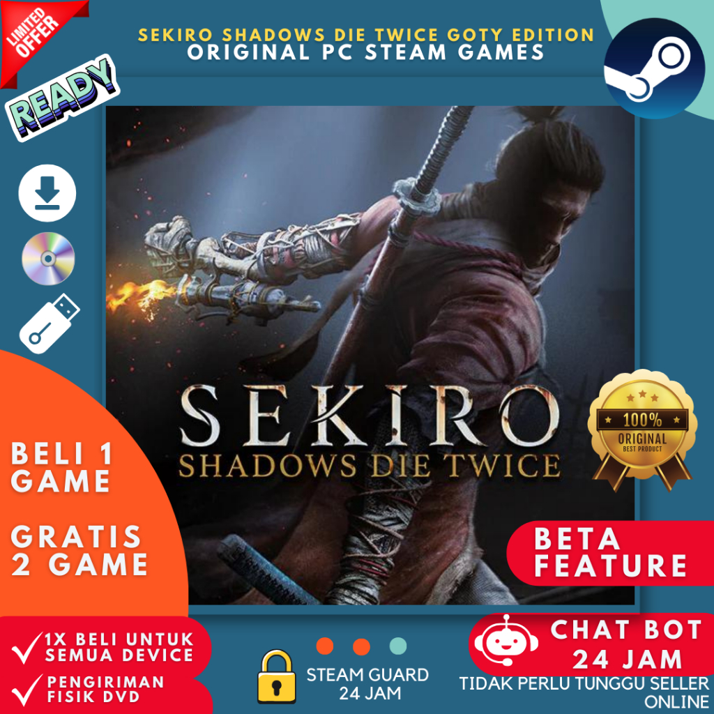 Jual SEKIRO SHADOWS DIE TWICE GAME OF THE YEAR EDITION PC ORIGINAL GAME ...