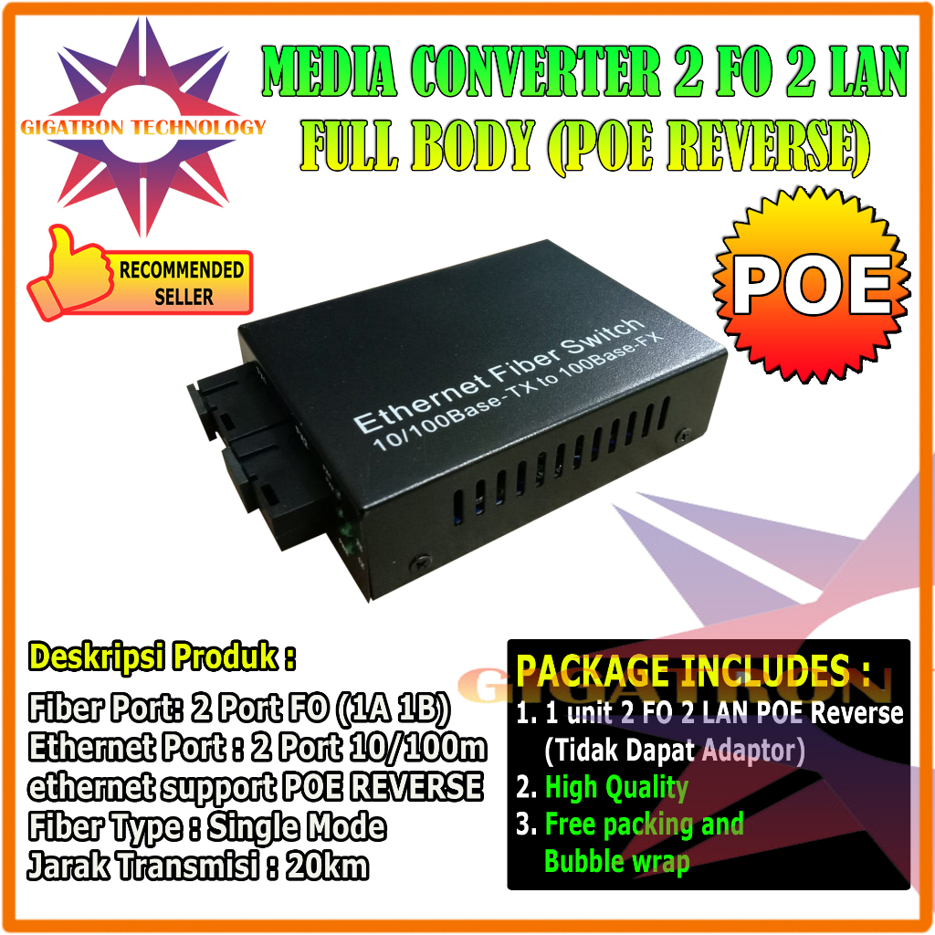 Jual Media Converter 2 FO 2 LAN 2 SC 2 RJ45 10/100 Mbps Full Body ...