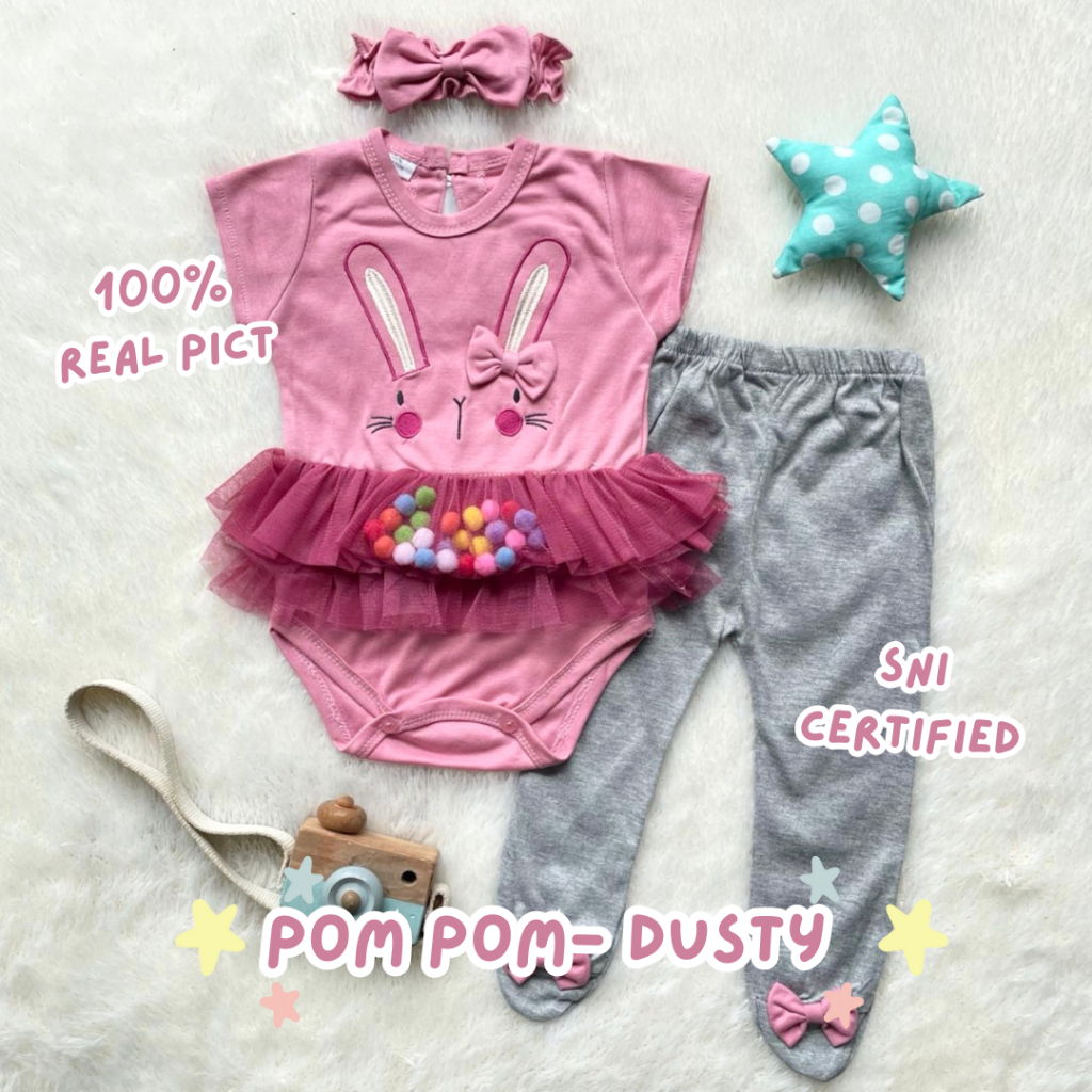 Bunny Pink Pom Pom Jumper Jumper Newborn Romper Bayi Lanak