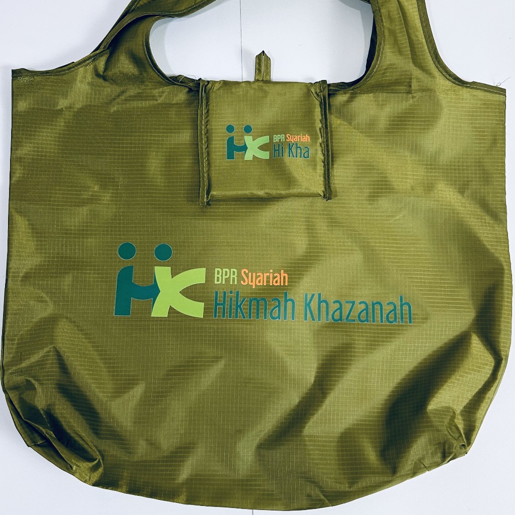 Jual CUSTOM TAS BELANJA LIPAT SABLON LOGO NAMA PARASUT BESAR SHOPPING