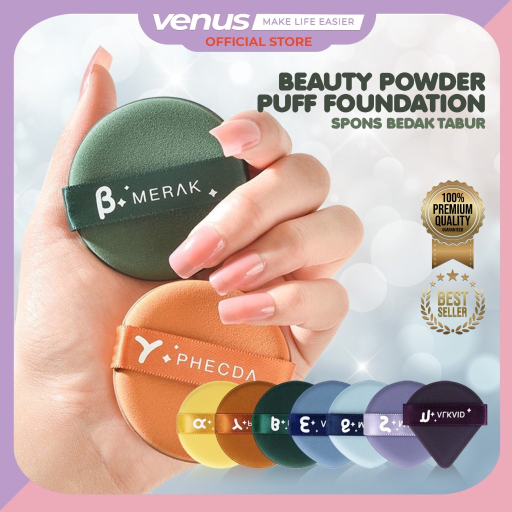 Jual Venusjkt Spons Bedak Tabur Bentuk Bulat Beauty Powder Puff