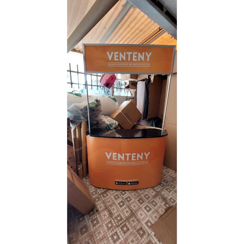 Jual pop up counter/pop up table plus header | Shopee Indonesia