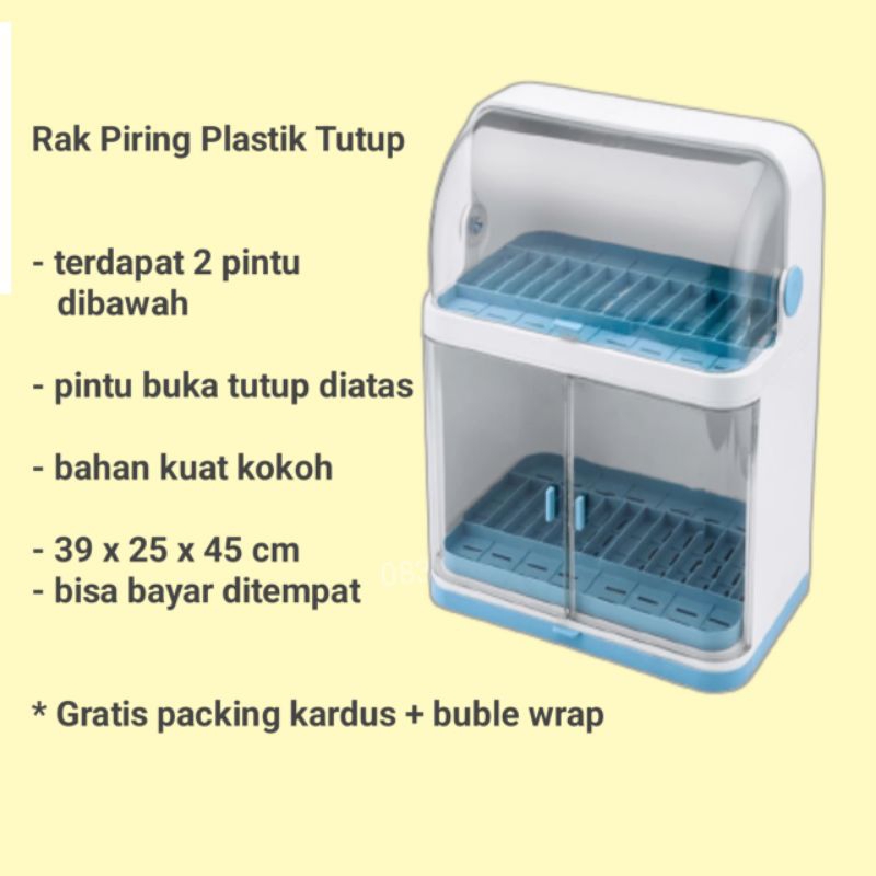 Jual Rak Tempat Lemari Piring Gelas Plastik Tertutup 2 Tingkat Calon