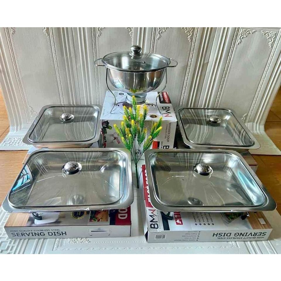 Jual BMW Prasmanan full kaca stainless Fast food Dish Segi Stainless