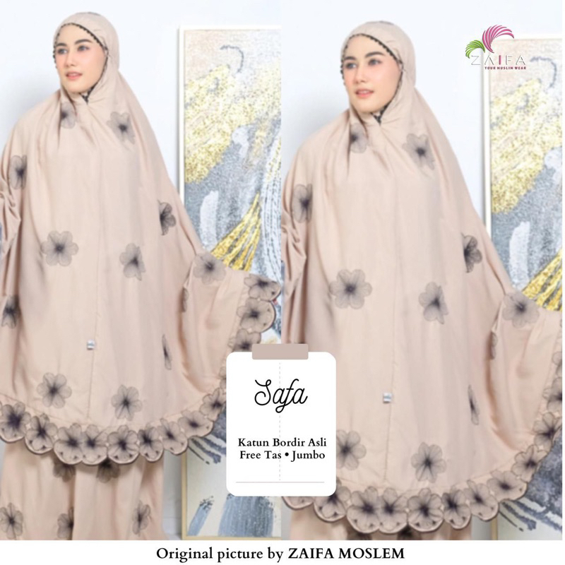 Jual Zaifa mukena safa jumbo | katun free tas | Shopee Indonesia