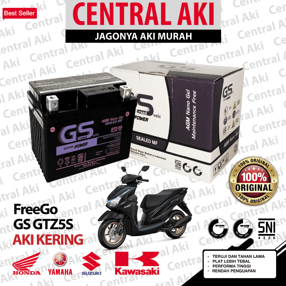 Jual Aki Motor Yamaha Freego GTZ5S Aki Kering MF - Free Bubble Dus ...