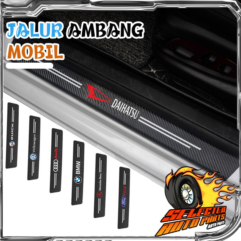 Jual Pcs Set Sticker Pelindung Pijakan Lantai Pintu Mobil Sill Plate Universal Carbon Fiber Car