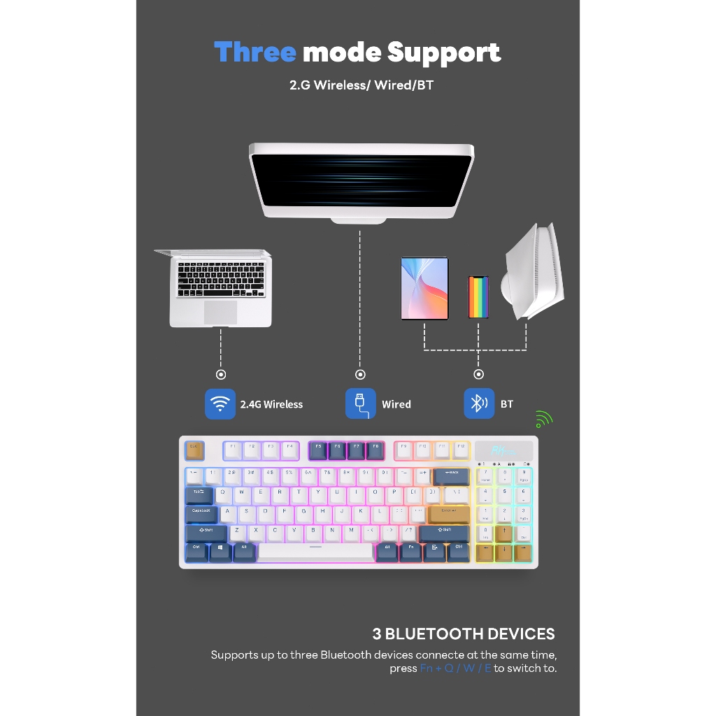 Jual Royal Kludge RK 89 White 89 Keys Gaming Keyboard | Shopee Indonesia