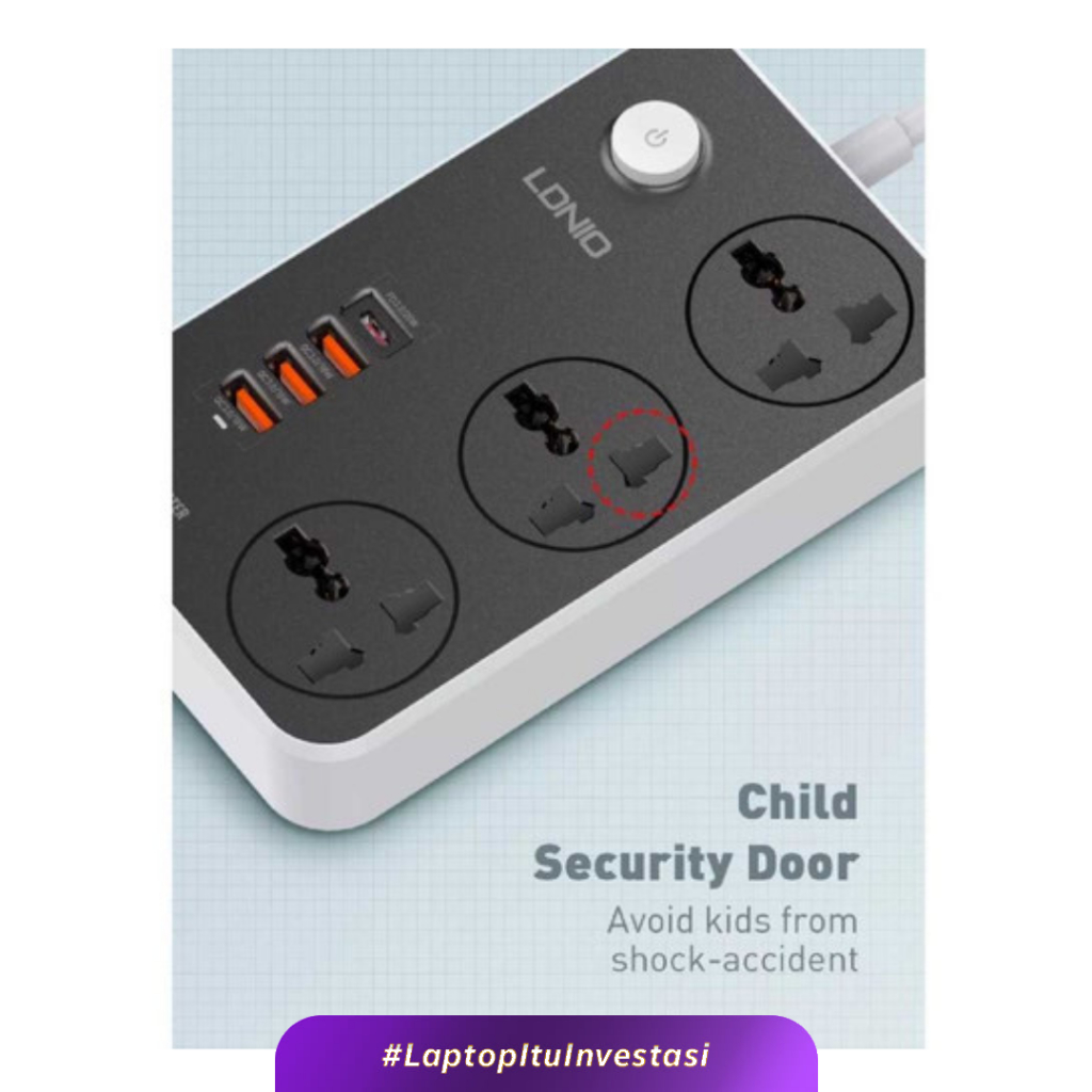 Jual LDNIO SC3412 Power Strip Extention Stop Kontak 3 Socket 3 USB 1 PD ...