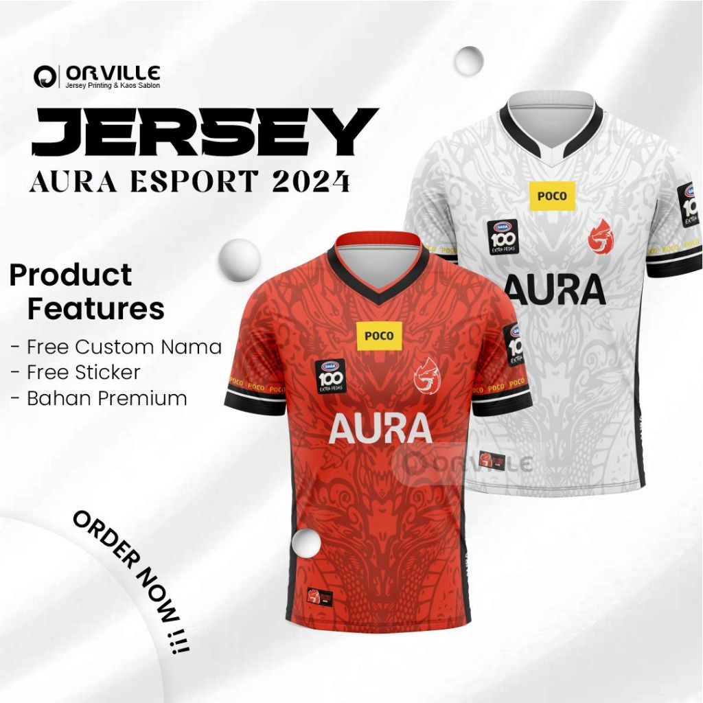 Jual JERSEY AURA ESPORT HOME AWAY TERBARU 2024 FREE NICKNAME & STICKER ...