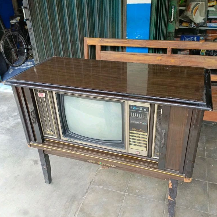 Jual tv kayu rak Sharp antik jadul Shopee Indonesia