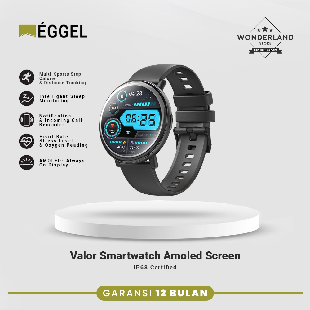 Jual Eggel Valor Series Smartwatch Fitness Tracker AMOLED Screen Always