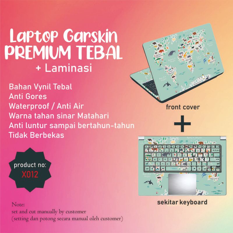 Jual Garskin Laptop Anti Gores Cute Maps Colorful Kids Premium Full set ...