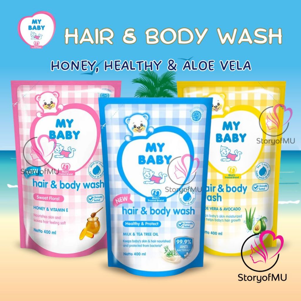 Jual ️ StoryofMU ️ MY BABY Hair & Body Wash Refill 400ml Sweet Floral ...