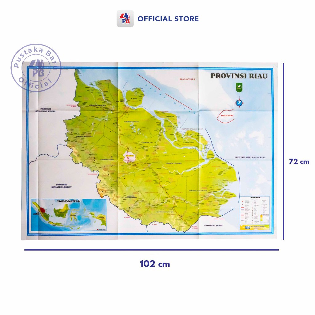 Jual Peta Provinsi Riau / Peta Lipat Lembaran Provinsi Provinsi Riau ...