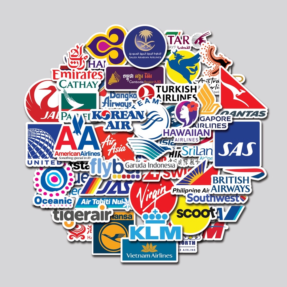 Jual Rekomendasi STICKER PACK AIRLINES LOGO STIKER TUMBLER LAPTOP ...