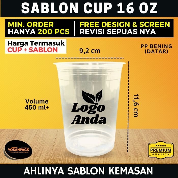 Jual Sablon Cup Plastik Datar 16 Oz 1 Warna - Sablon Gelas Plastik 16oz ...