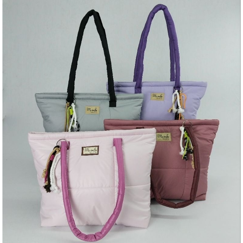 Jual Camellia puffy tote bag wanita resleting muat laptop 14 15 inch