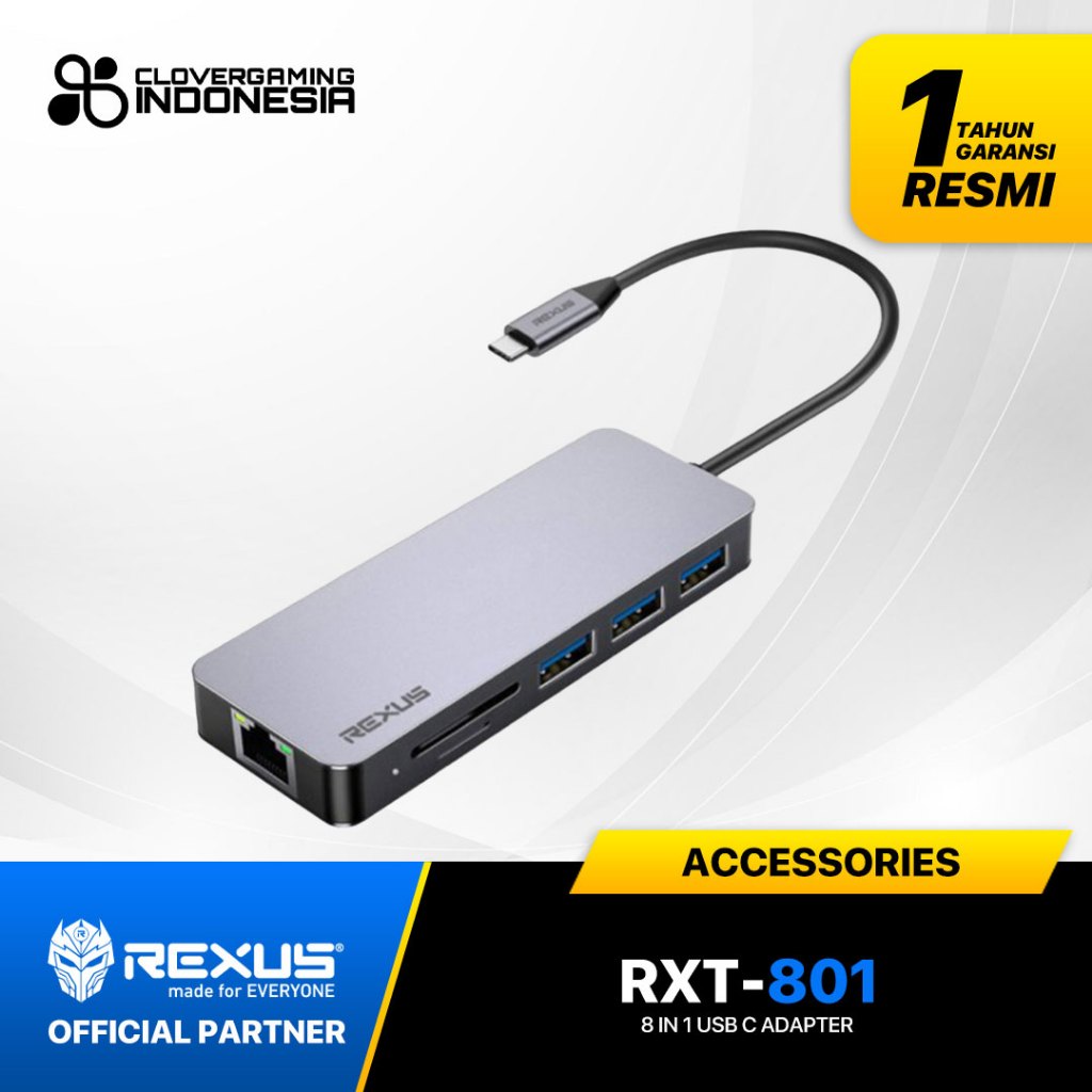 Jual Rexus USB RXT-801 Converter 8in1 USB HUB 8 Port Type C for PC ...