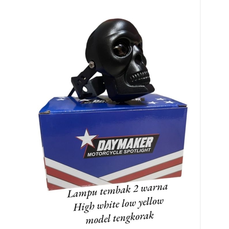 Jual lampu sorot tembak daymaker skull laser super terang case besi ...