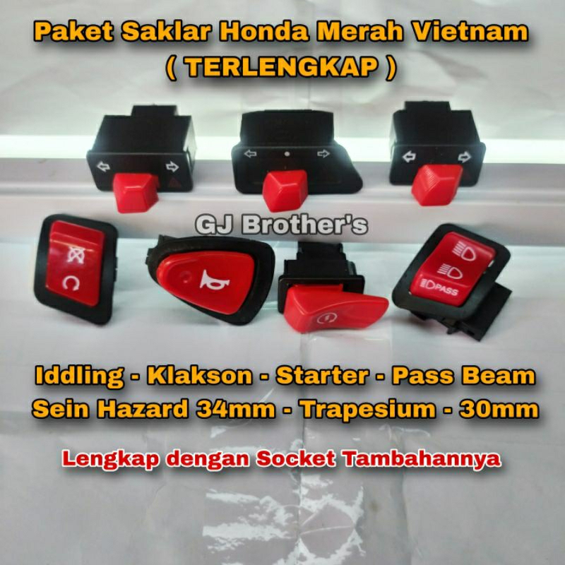 Jual Paket Saklar Honda Merah Vietnam Lengkap Pass Beam Iddling Sein