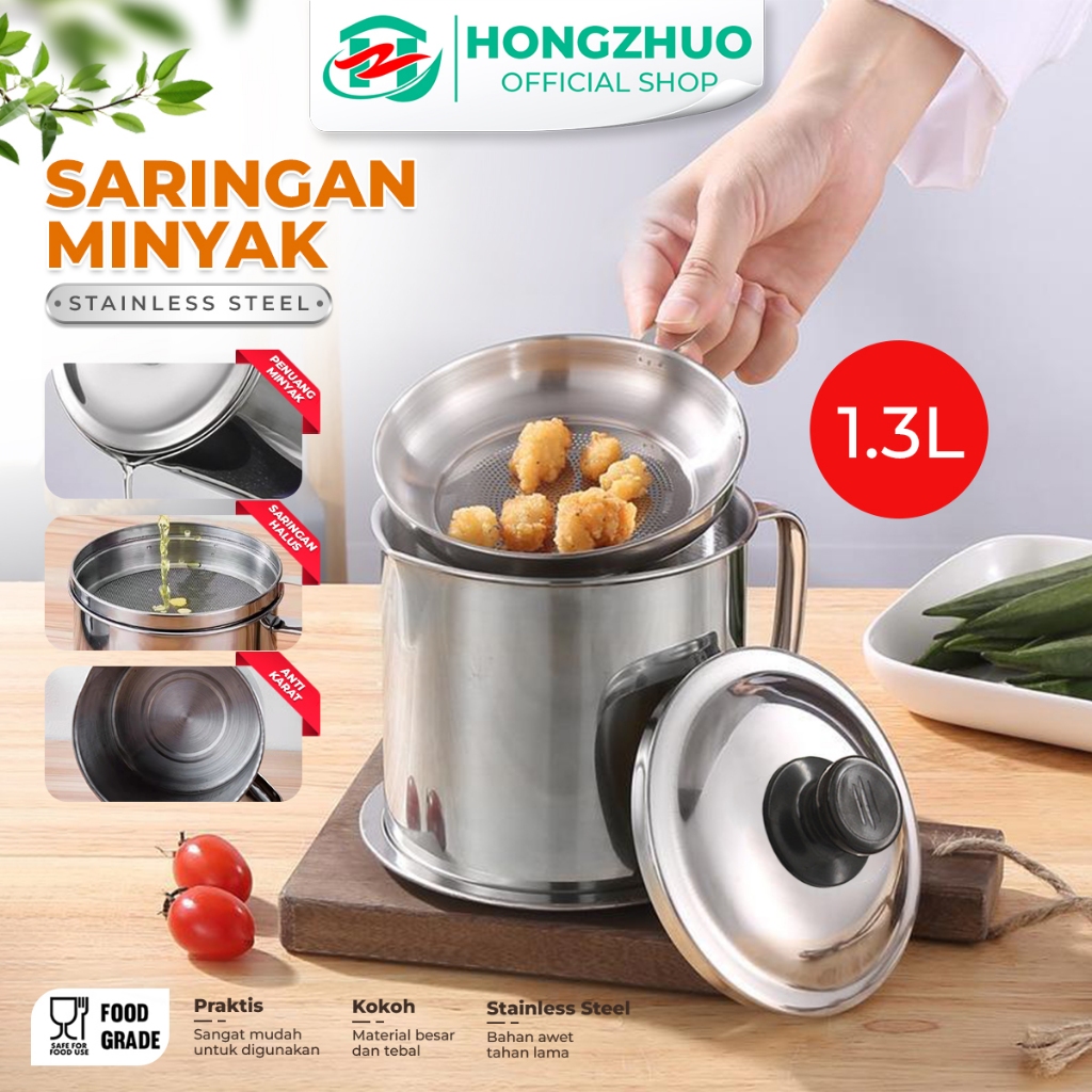 Jual Hongzhuo Oil Pot Saringan Minyak Wadah Penyaring Minyak Goreng Tempat Penyimpanan Minyak