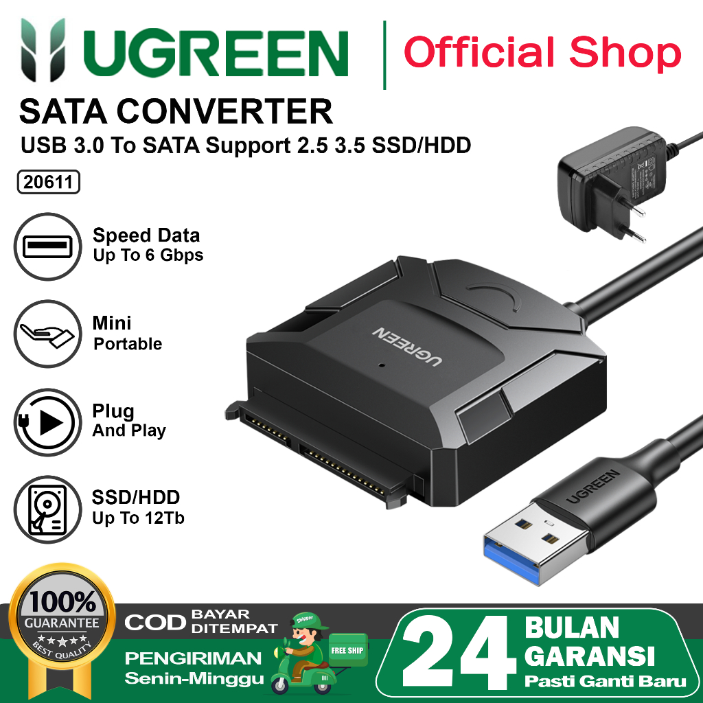 Jual UGREEN Kabel SATA to USB 3.0 Hard Drive Converter HDD SSD 2.5 ...
