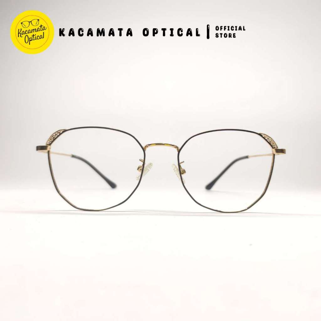Jual KACAMATA OPTICAL - Frame KMO1349 Oval Hitam Besi Plastik | Shopee ...