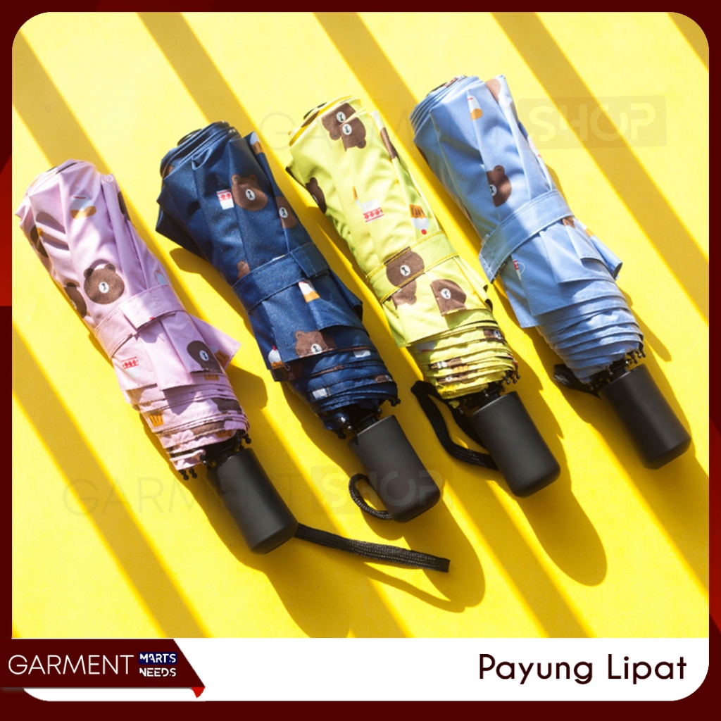 Jual Payung Lipat Motif Bear Magic Anti Uv Folding Umbrella Karakter Beruang Lucu Free Pouch