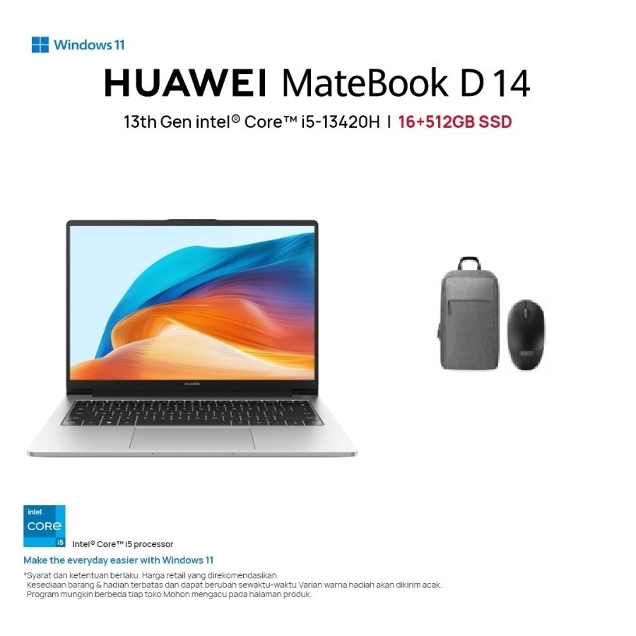 Jual Huawei Matebook D14 Intel Core I5 13420h 16gb 512gb 14 Ips Win11 Shopee Indonesia