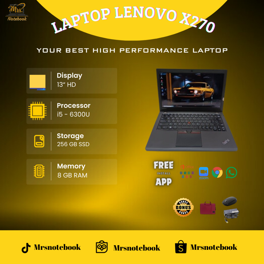 PC Portable Lenovo X270 – I5, 8Go RAM, SSD 256Go, Windows 11 Pro – Occasion
