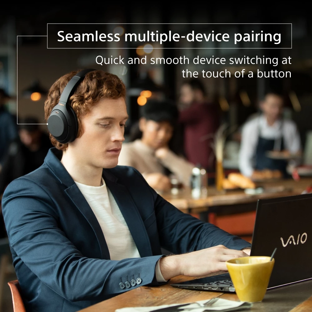Sony WH-1000XM4 Wireless Headphone Premium Noise Cancelling Battery up to 30h With Microphone - Silver - Free Headstand
