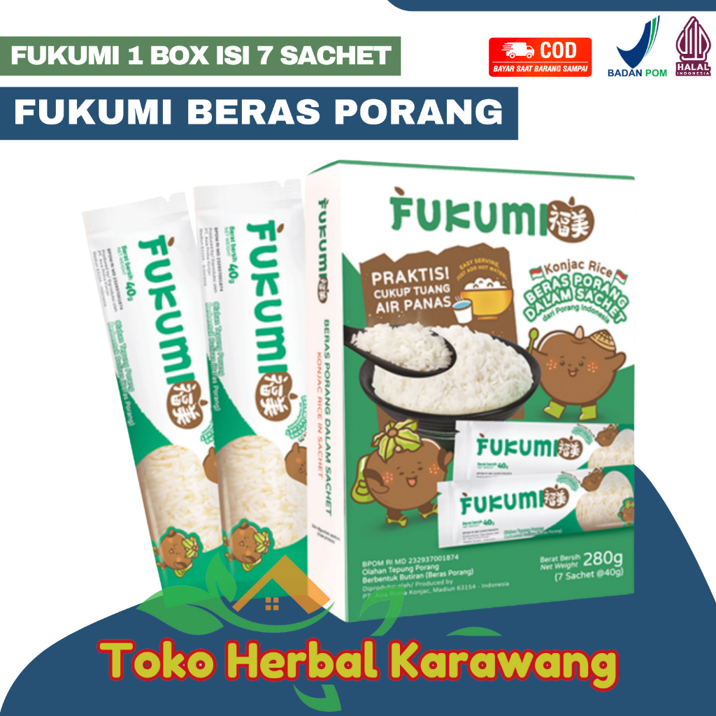 Jual Fukumi Box Isi 7 Sachet – Beras Porang Instant Konjac Rice