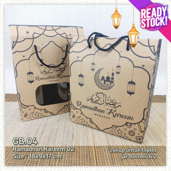 [GB.04] HAMPERS GABLE BOX RAMADHAN KAREEM 02 18x9x17 DUS TOPLES JAR 800ml KUE LEBARAN IDUL FITRI