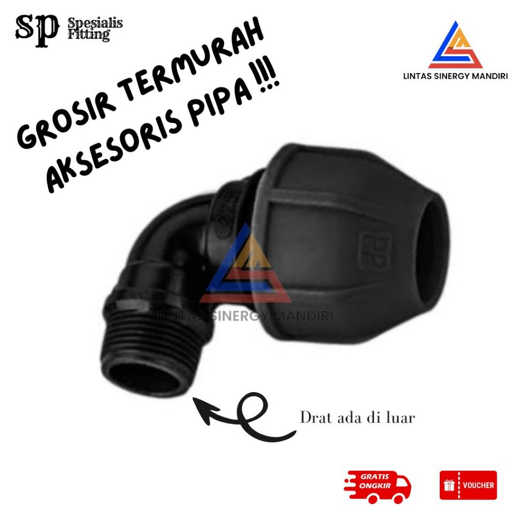 Jual Sambungan / Aksesoris / Fitting HDPE Elbow Compression 50mm (1-1/2 ...