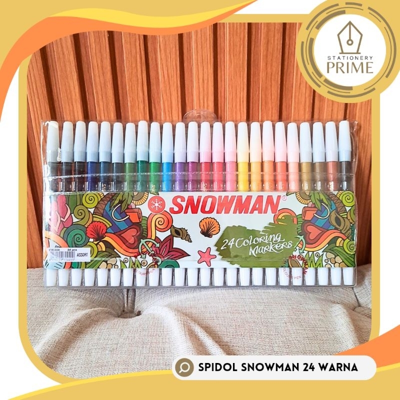 Jual Spidol Warna / Coloring Markers Snowman 24 Warna PW24A Pencil