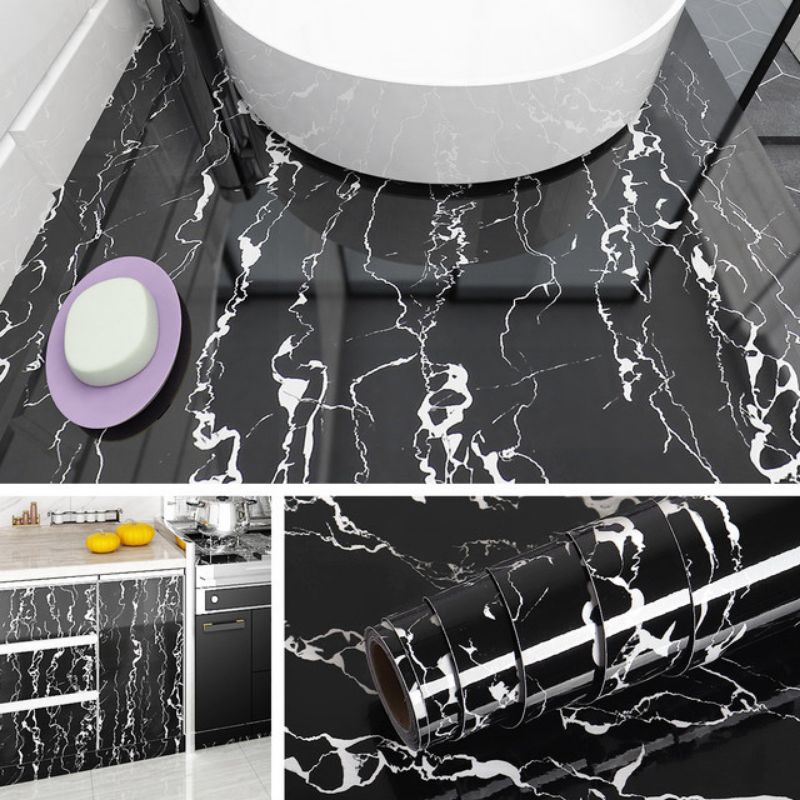 Jual marmer hitam stiker marmer marble glossy pelapis lemari meja pintu