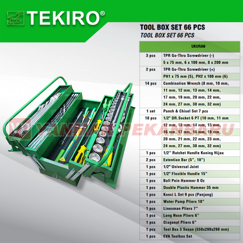 Jual Tool Box Set 66 PCS Mechanic Tools Perkakas Bengkel TEKIRO