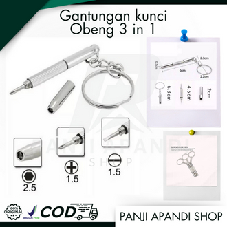 Jual Gantungan Kunci Obeng Mini 3in1 Plus Minus - Screwdriver Keychain ...