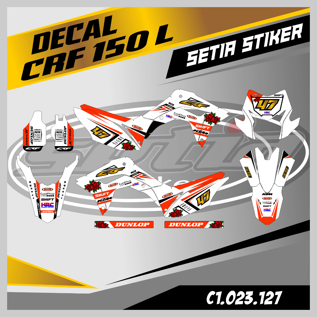 Jual Decal Stiker Crf L Full Body Warna Putih Orange Supermoto Trail Desain Bebas Custom