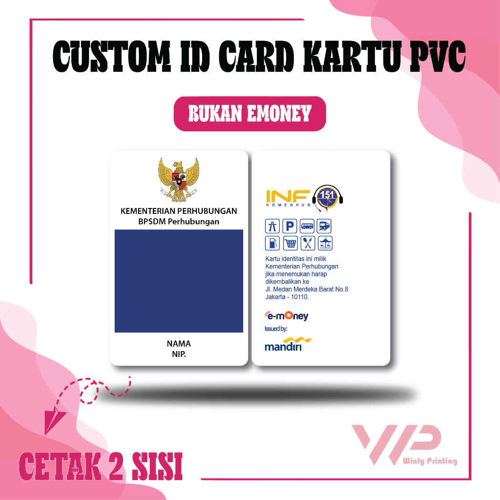 Jual CUSTOM KARTU PVC DESIGN ID CARD KEMENHUB TERBARU BAHAN PVC - 2 ...